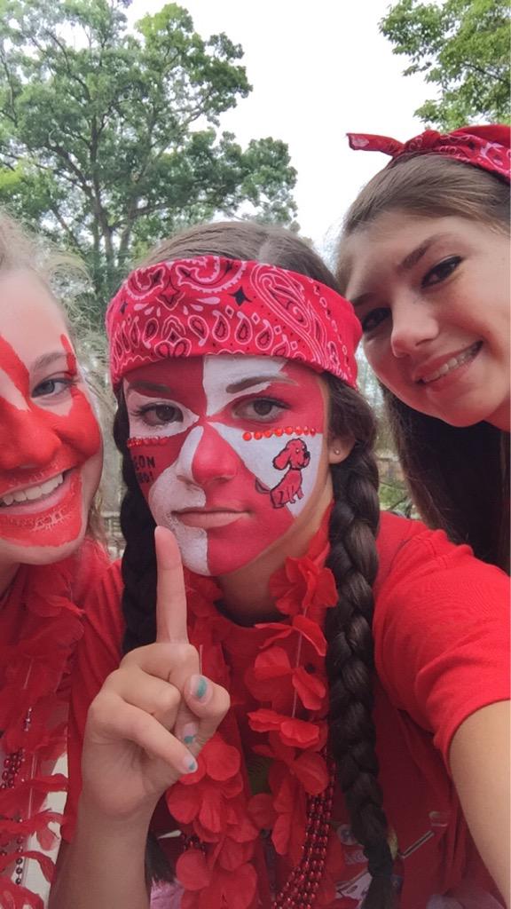 EmilyWestphal00's tweet photo. i think its safe to say that @paige_strunk8 @_jessie612 & i had the strongest face decorating gameπππ #teamfacepaint http://t.co/qJwYyvTuty