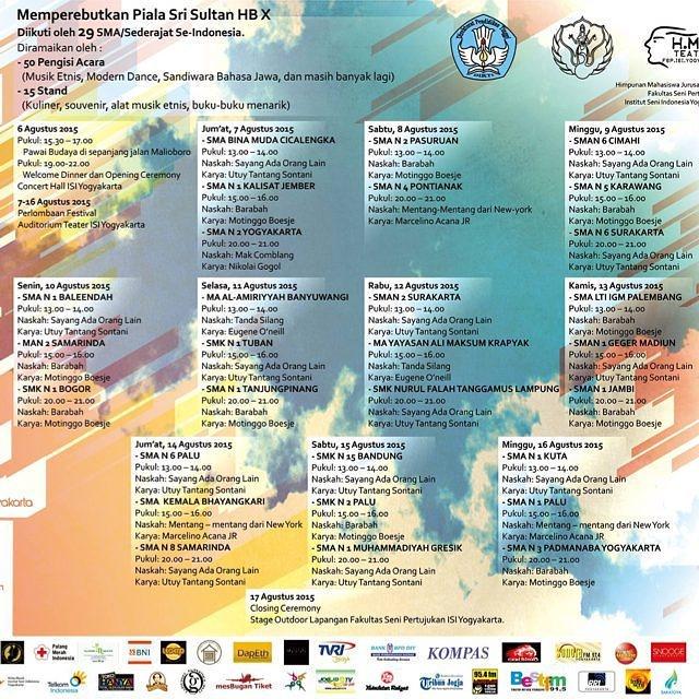 Jadwal Festival Teater Remaja di ISI Yogyakarta. Info lengkap cek akun <a href="/ftrn/">Tomofilo Gradzes</a>.2015 di IG dan <a href="/FTRN_ISIYk/">FTRN ISI Yk</a> di Twitter