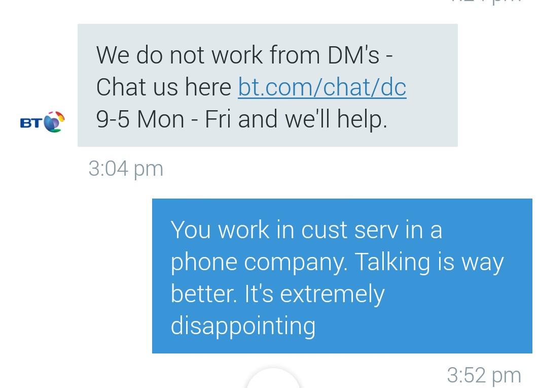 iamWilliamKing's tweet photo. Classy response, not @BTCare = #BTDoesntCare http://t.co/Y8fOBe3YcQ