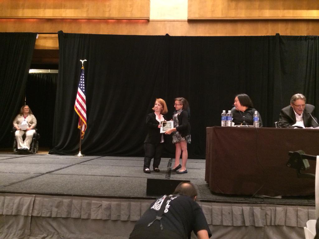 NJDC07's tweet photo. ADVOCATES: @RebeccaCokley getting #NCIL2015 Frank Harkin award for her FABULOUS Leadership! #ADA25 #GenerationADA http://t.co/ccKxWJm1SV