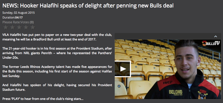 OfficialBullsRL's tweet photo. AFTER agreeing a new two-year deal with the club, @Vila_Halafihi caught up with BullsTV: http://t.co/W9iyDTGwc2 http://t.co/eCHJF2DdFD