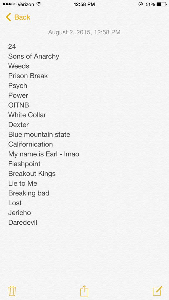 SpaceLy's tweet image. Updated list since you guys are going crazy over breaking bad lmao I forgot to add it in there  with a few others.