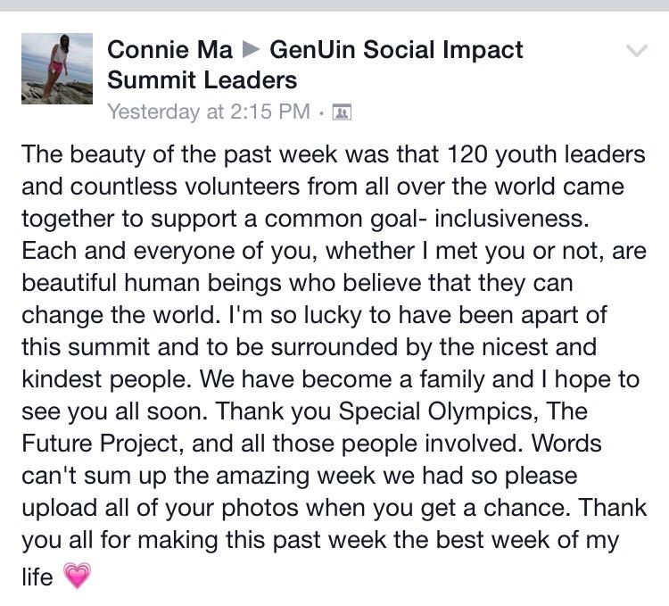 Another note from one of out #SOgenUin Youth Leaders <a href="/connie_ma7/">Connie Ma</a> #PlayUnified