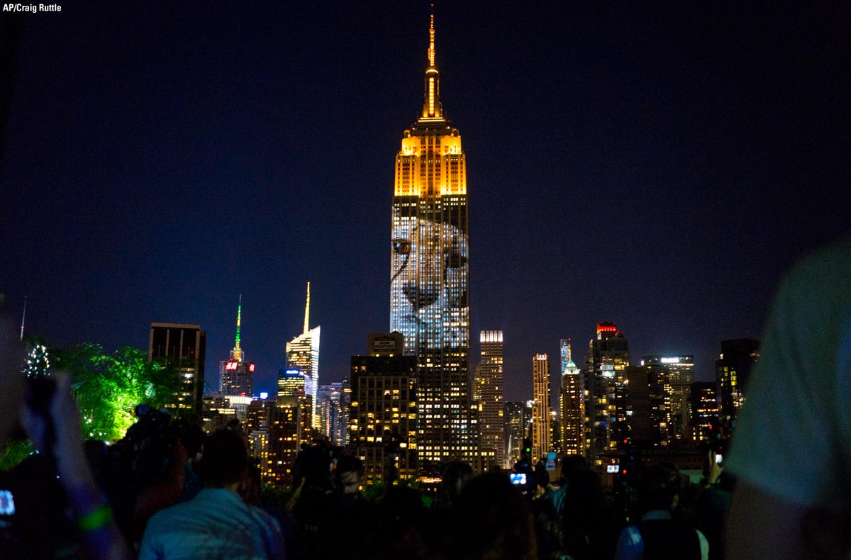 FoxNews's tweet photo. .@EmpireStateBldg features giant images of #EndangeredSpecies in  "Projecting Change" presentation. http://t.co/EbJjJ9TK4e