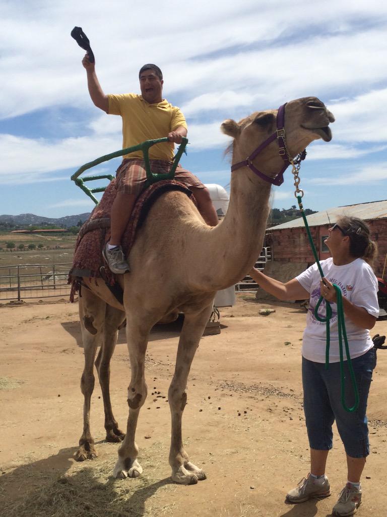 capabilityranch's tweet photo. Camel riding activity fun @OasisCamelDairy #specialneeds Please help fund events. Donate @ http://t.co/XnKIxm4V5Y #❤️ http://t.co/UBore3Hn4m