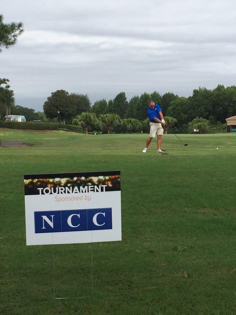 InsideRSPA's tweet photo. The golfers beat the rain today. Great form, #DougHarris! thank you for sponsoring, @NCCPOS! #RSPAscholarships http://t.co/YaFCmzvfKk