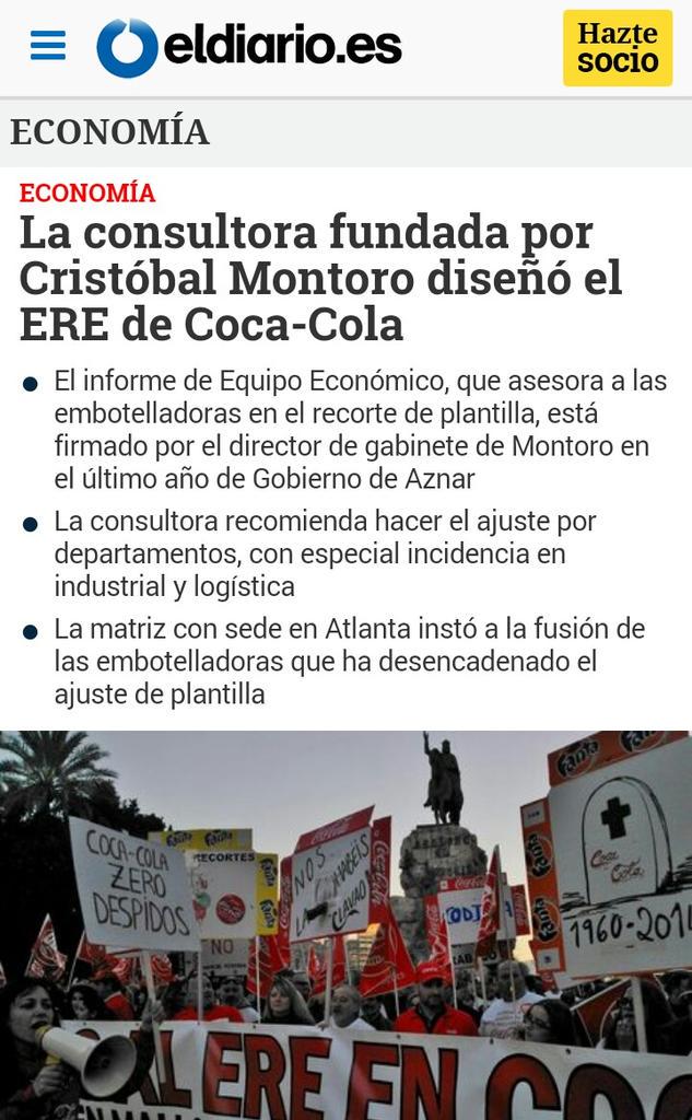 cocacolaenlucha's tweet photo. El gabinete de Montoro participó en el ERE ILEGAL d @CocaCola_es @IB_Partners pq nos extraña q #CocaColaSinJusticia ? http://t.co/6Cr7O4K1pf