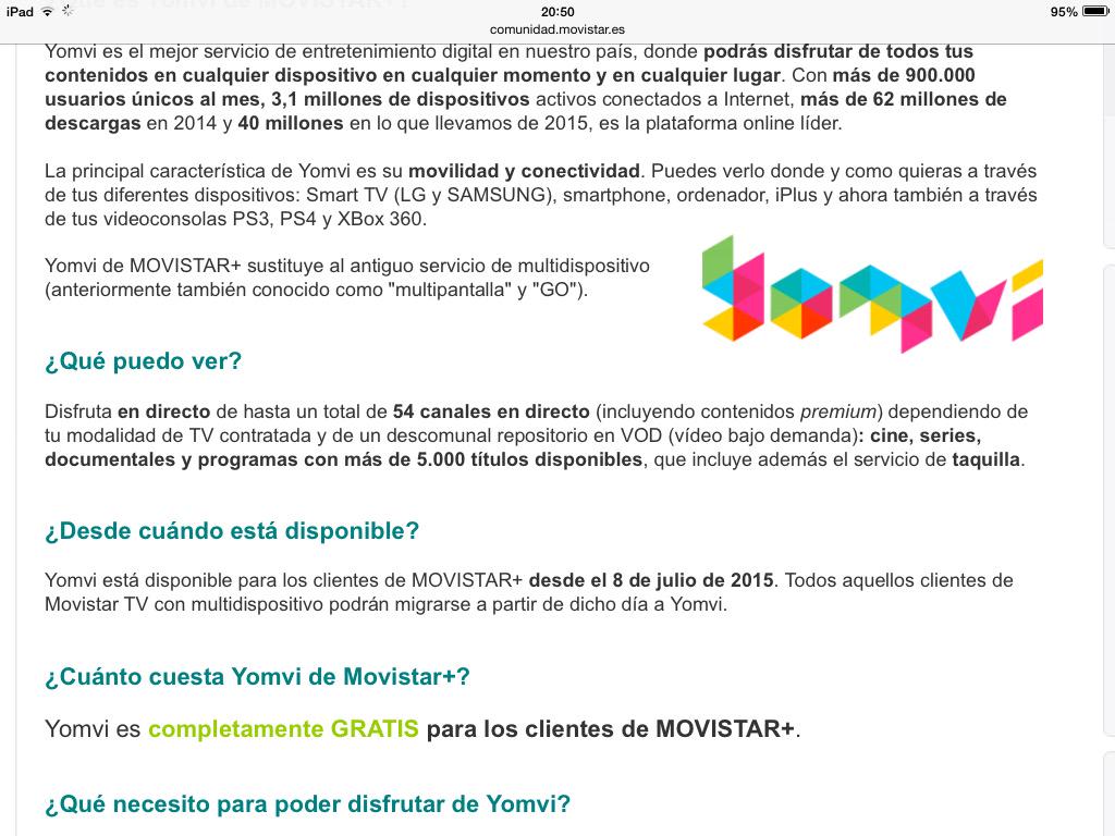 Movistar España on Twitter: "@arantxa54891552 hola, Yomvi permite ver online paquetes contratados de TV. Explícanos cuál es tu problema, saludos ^Pq" / Twitter