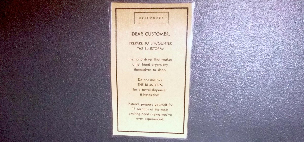 EthanFixell's tweet photo. If I can be honest, @DripworksCoffee, the #BluStorm is the only high-speed hand dryer to ever give me an erection. http://t.co/5q6wemsek5