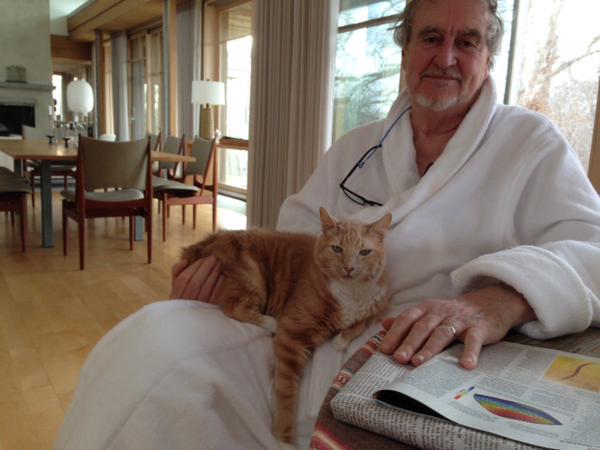 Happy birthday to Wes Craven, ( here, with his cat, Cinnamon 