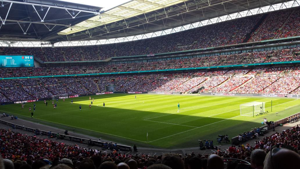 MarkGooner78's tweet photo. The view from my seat at #Wembley today #CommunityShield2015 http://t.co/hjHtXk01Yn