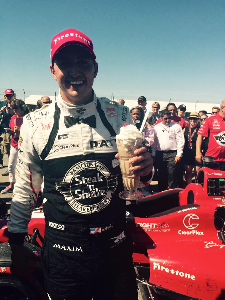 SteaknShake's tweet photo. Milkshakes in Victory Lane for @GrahamRahal! #SNSRacing #FightSMA http://t.co/xxcGtR0cj0