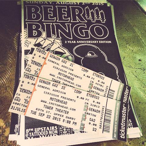 tonight's <a href="/PhillyBMC/">Philly Beard Club</a> bingo prizes: tickets to <a href="/myMotorhead/">Official Motörhead</a>'s show at <a href="/TowerTheater/">MOVED ➡ @TowerPhilly</a> &amp; a mini <a href="/PabstBlueRibbon/">Pabst Blue Ribbon</a> fridge!