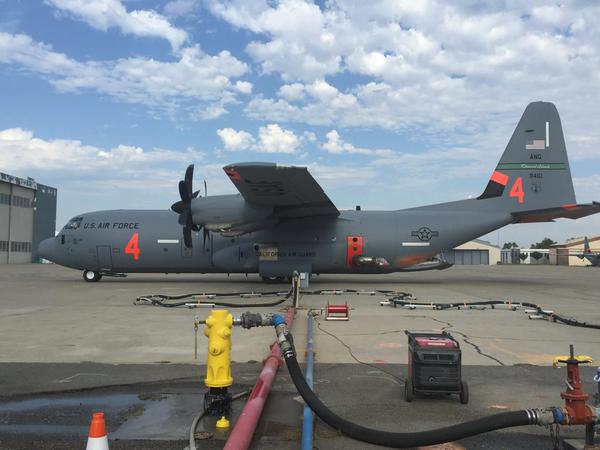 TheCalGuard's tweet photo. #CalGuard @AEGMAFFS 4 prepares to launch at #McClellanAirBase near #Sacramento to #RockyFire http://t.co/IPpjpgZ880