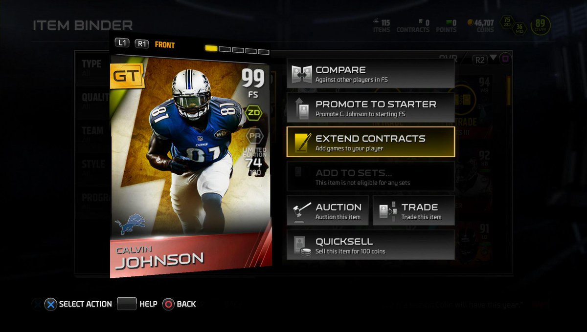 MaddenCoaches's tweet image. Here it is, the one everyone waited for. RT to win. Good luck. 74/100 GT FS Calvin "Rose Bowl" Johnson Ends 8/4/2015