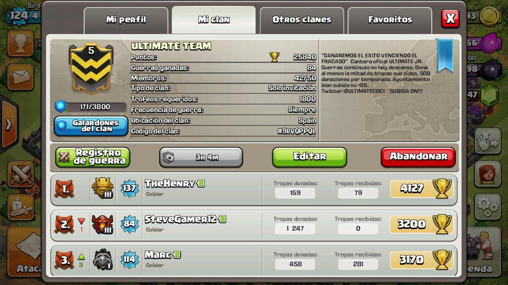 ULTIMATECOC1's tweet photo. Buen inicio de subida con nuestra maquina @TheHenryCoC vamos para el top 10 español! @WillyGCoC @Alvaro845 @maarcR32 http://t.co/t7Uv97NNwB