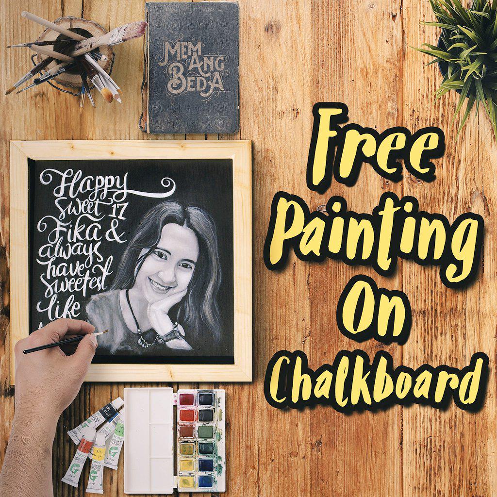 Free painting on chalkboard untuk info lebih lanjut silahkan cek di instagram kami terima kasih