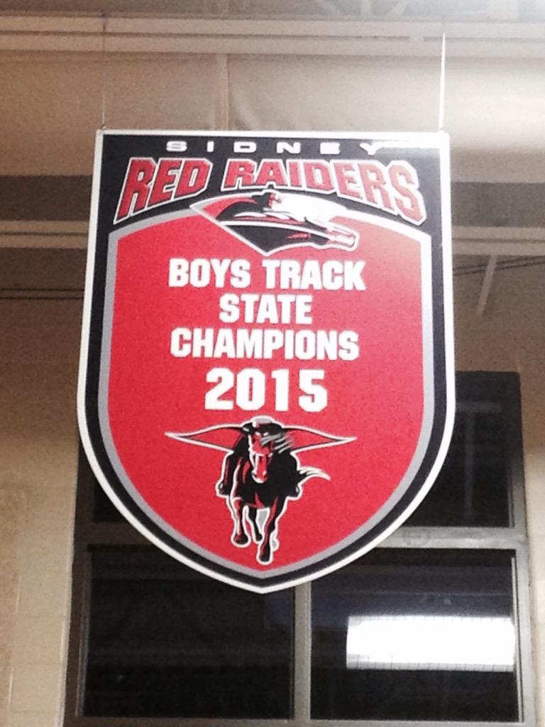 Sidney_Raiders's tweet photo. New Banner at Sidney High School Gym.  #RaiderPride #RaiderNation #StateChamps http://t.co/gy3K3anDee
