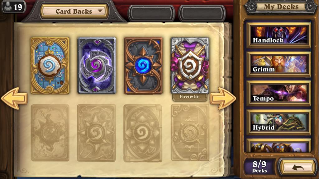 DeckPicks's tweet photo. Show us your card back collection! Did you preorder and get the new #TGT card back? We did ;) #Hearthstone http://t.co/a2jlRgogSC