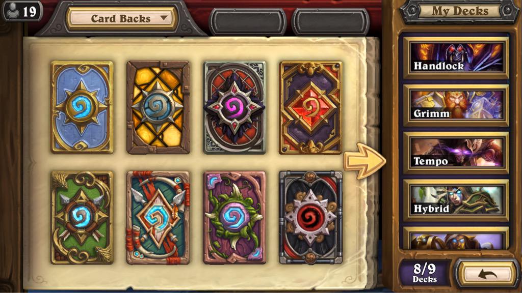 DeckPicks's tweet photo. Show us your card back collection! Did you preorder and get the new #TGT card back? We did ;) #Hearthstone http://t.co/a2jlRgogSC
