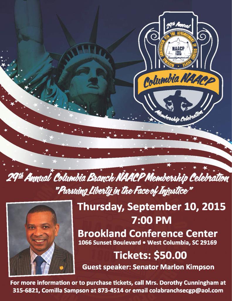 KimpsonForSC's tweet photo. Looking forward to delivering the keynote address for the Columbia, SC NAACP membership celebration next month! http://t.co/i5GutG5nH3