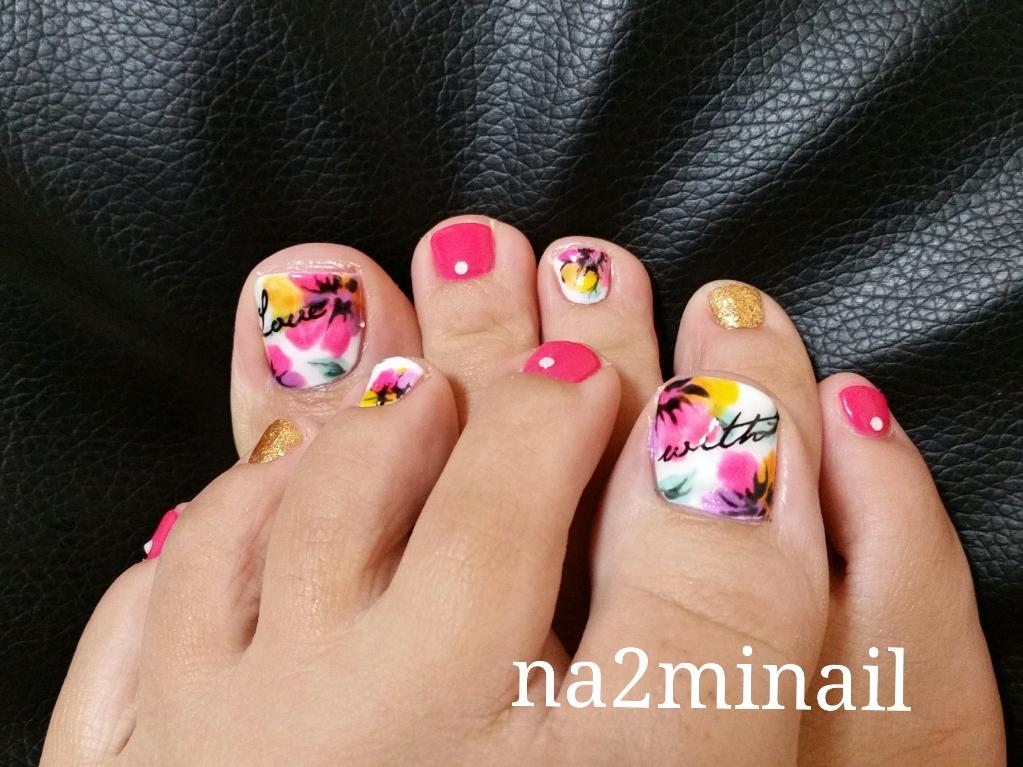 Na2mi キャラネイル トロピカルネイル Nail ネイル フットネイル カラフル フラワーネイル 夏ネイル Http T Co M8kidgev