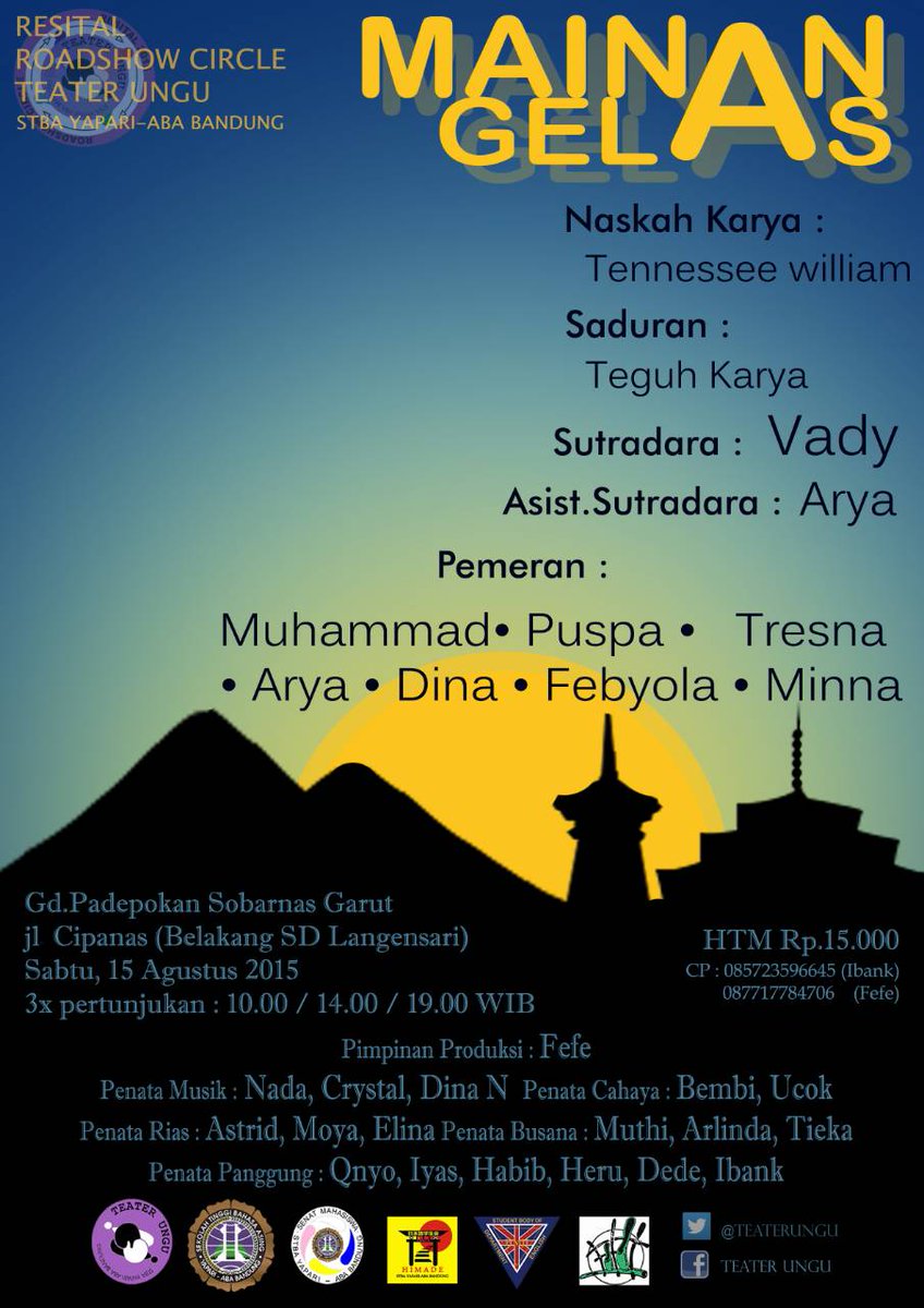 Ayo para pecinta teater di Garut, saksikan Resital &amp; Roadshow Circle Teater Ungu di Padepokan Sobarnas, tgl 15 Agust.
