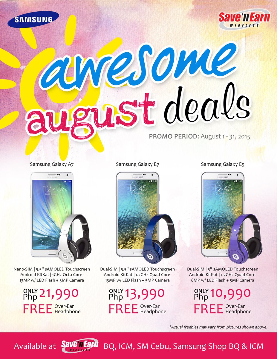 SnESalesInc's tweet photo. Samsung Awesome August Deals at Save 'N Earn. Visit http://t.co/Yle1sm4bVf for more details. http://t.co/miHCFlesCu