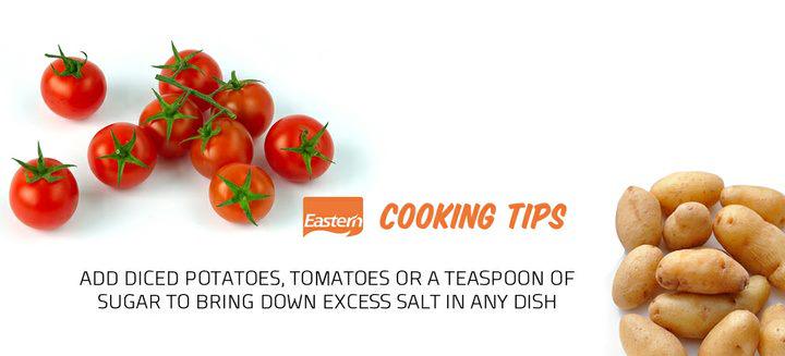 eastern_in's tweet photo. Add diced potatoes,tomatoes or a teaspoon of sugar to bring down excess #salt in any dish. #cookingtip #excesssalt http://t.co/d6r9DJfsqL