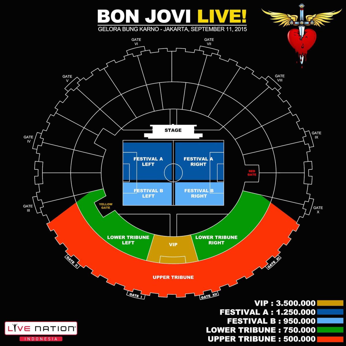 concertholic's tweet photo. BON JOVI Live in Jakarta - 11 September 2015 at Stadion Utama GBK. #BonJoviJakarta | TICKET: http://t.co/7tGpN3BZfb http://t.co/yaXDA1QYkZ