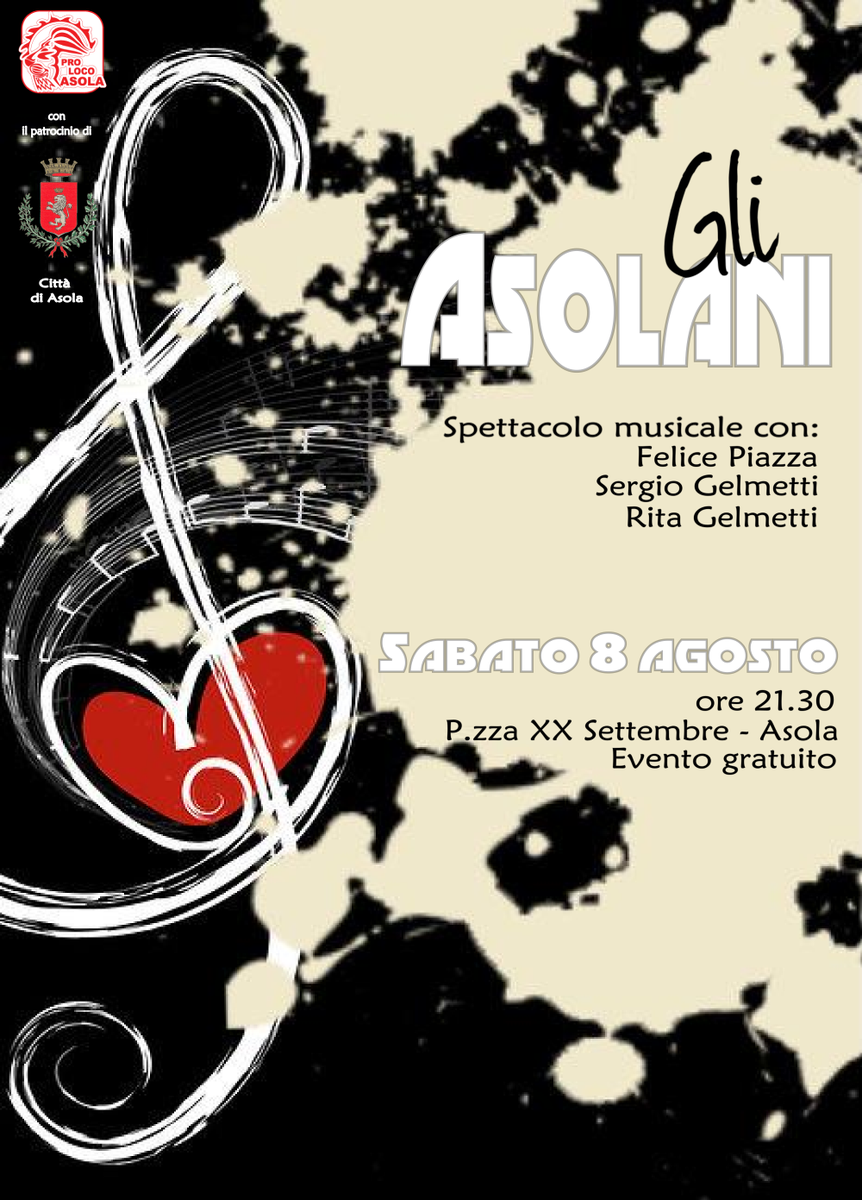 AsolaCultura's tweet photo. #Asola Gli Asolani musica con Felice Piazza e Gelmetti GRATUITO @Mantova24 @EventiMantova @Terredimantova http://t.co/U7fokU75AR