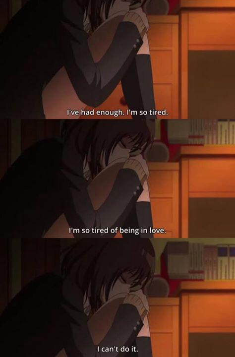moment when you already hurt many times from loving someone. (Anime: Ookami Shoujo to Kuro Ouji) #Kyou