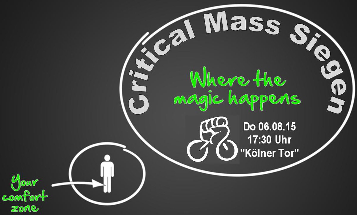 In 4 Tagen ist es wieder so weit. "Critical Mass" in Siegen. "Komfortzone" verlassen + mitfahren ;-) 06.08.15 - 17:30