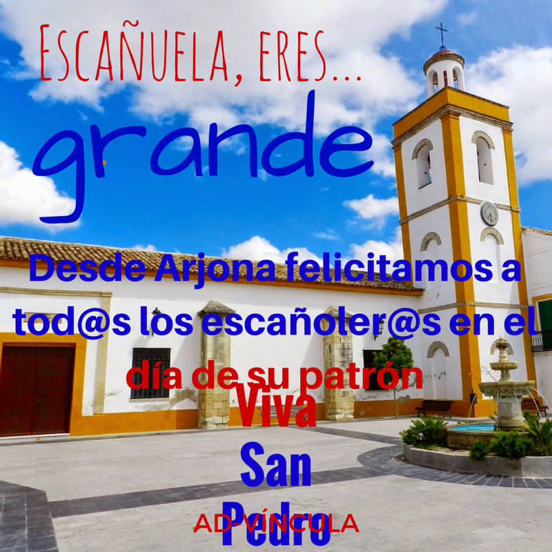 AytoArjona's tweet photo. Llegamos tarde pero no podemos resistirnos. Escañoler@s ¡Viva San Pedro Ad-Víncula! @AytoEscanuela #Felicidades http://t.co/L7fUQI9Fsp