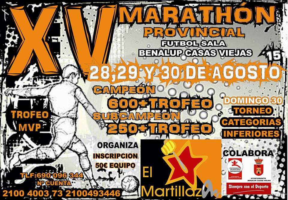 ELMARTILLAZOOO's tweet photo. YA ESTA AQUI..NUESTRO MARATHON PROVINCIAL DE F.SALA EN BENALUP CASAS VIEJAS.,,PLAZAS LIMITADAS http://t.co/rjcR769qqS