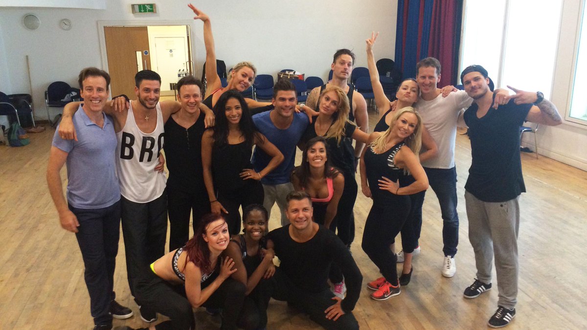 bbcstrictly's tweet photo. The gang are back together with new pro-dancers @otlile_mabuse @Gleb_Savchenko &amp; @pernicegiovann1#keeeeepdancing http://t.co/kmHXgxYMlV