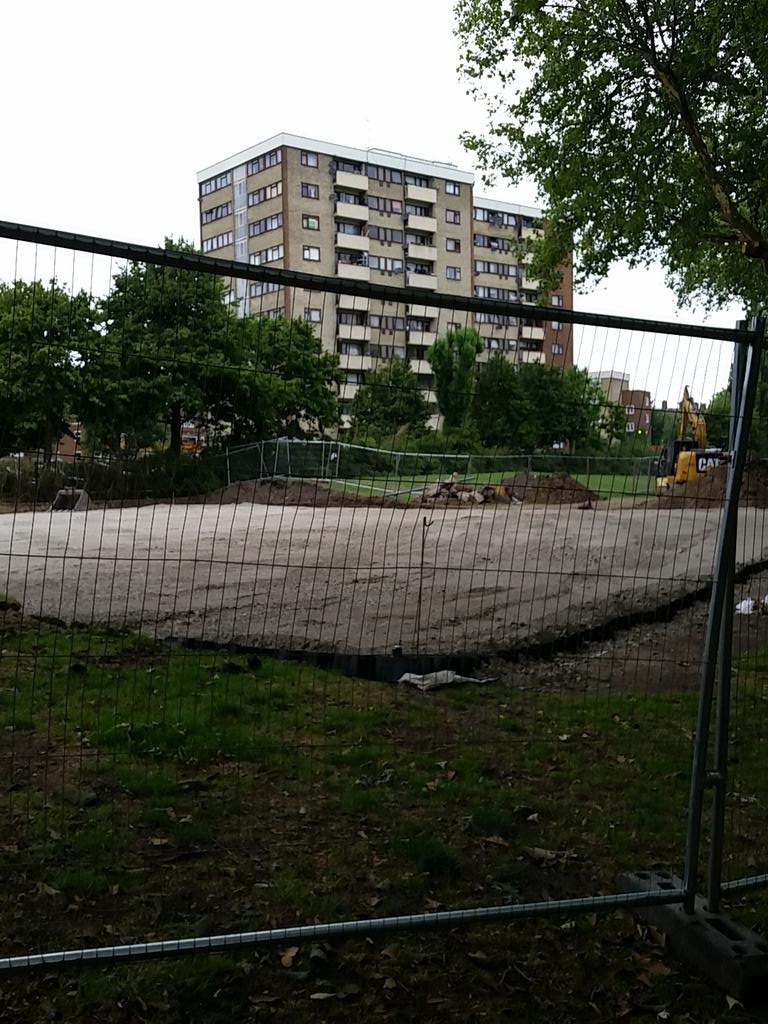 New tennis court in Southwark Park being built
