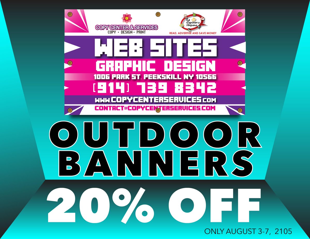 pmp_marketing21's tweet photo. 20% OFF IN OUTDOOR BANNERS ||| 20% DE DESCUENTO EN BANNERS
http://t.co/jq3o6qDDlV
http://t.co/pHw2FlnO4e http://t.co/YNmeTpTXL9