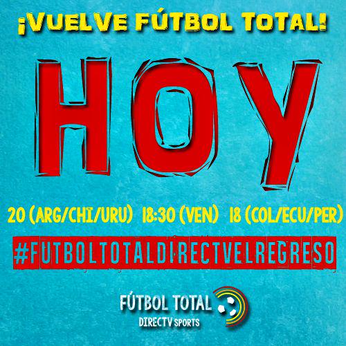 DTVTotal's tweet photo. ¡¡HOY ES EL GRAN DÍA: VUELVE @DTVTotal!! Con @giraltpablo por @DIRECTVSports ¡Los esperamos a todos #TOTALEROS! http://t.co/FPmC5AY6q6
