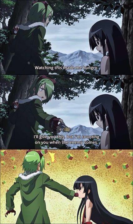 moment when you're hungry and someone feed you up (Anime: Akame ga Kill!) #Kyou