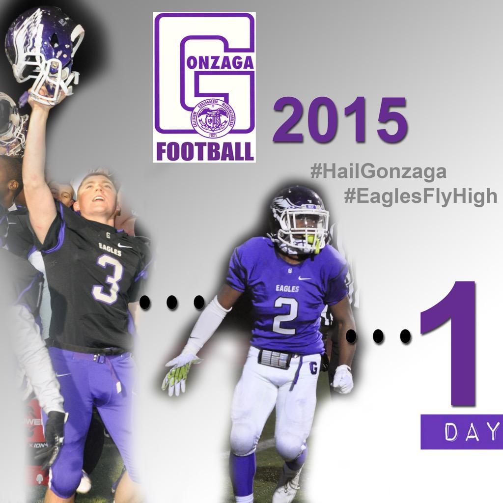 GonzagaTDC's tweet photo. [COUNTDOWN TO #Gfootball 2015] via http://t.co/V4K5AaS5R5  | "3...2...1" #HailGonzaga #EaglesFlyHigh NEF! http://t.co/zcifX4OQLd
