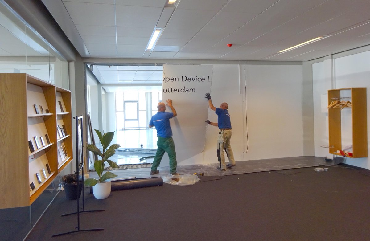 Open Device Lab: More open than usual! Today we knocked down the wall between our current and new office!!