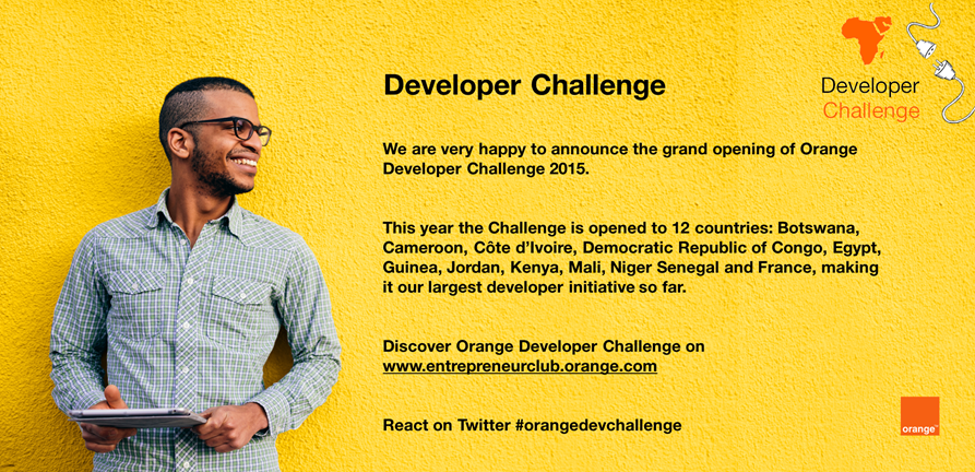 aduvaldelort's tweet photo. #orangedevchallenge 2015 is now live in 12 countries! participate here:  http://t.co/J9mdz6QiXe #startup @nabila_jdoa http://t.co/ATvl7yLo4I