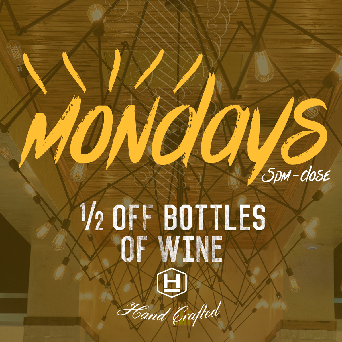 Treat those #MondayBlues with 1/2 off bottles of wine at #HudsonDelray tonight! #HudsonSocial #Wino