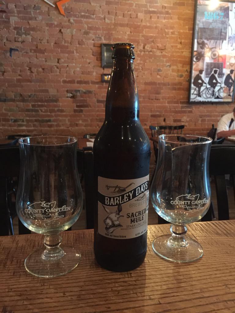 New to the beer menu <a href="/BarleyDaysBrews/">Barley Days Brewery</a> Sacred Mule!! #keepitlocal #PEC #craftbeer