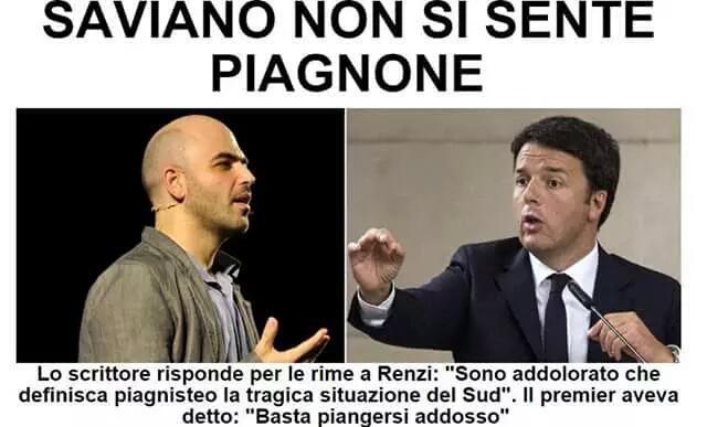 Asiablog_it's tweet image. #Saviano a #Renzi: parlare della tragica situazione del Sud non è piagnisteo.