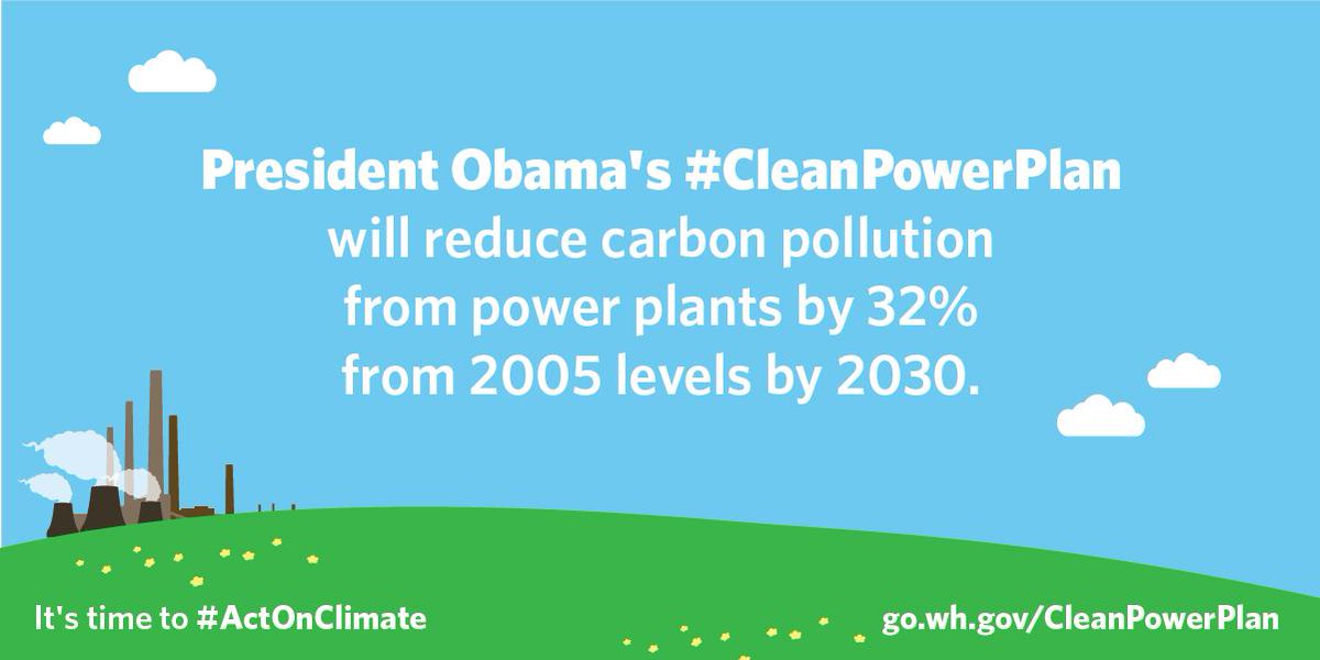 President Obama's #CleanPowerPlan will ↓ carbon pollution from power plants by 32% by 2030 → go.wh.gov/CleanPowerPlan