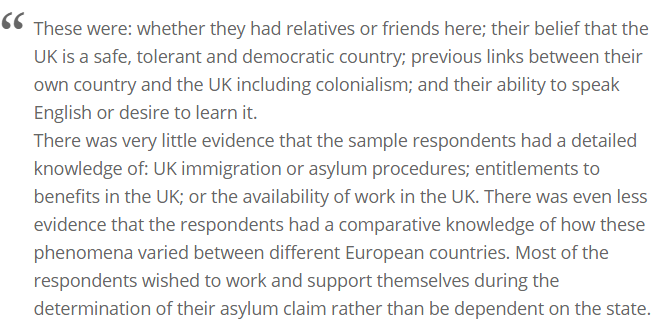 Why might a #refugee seek safety in the UK? Some old, but still relevant gov. research says... bit.ly/1M0RqLg