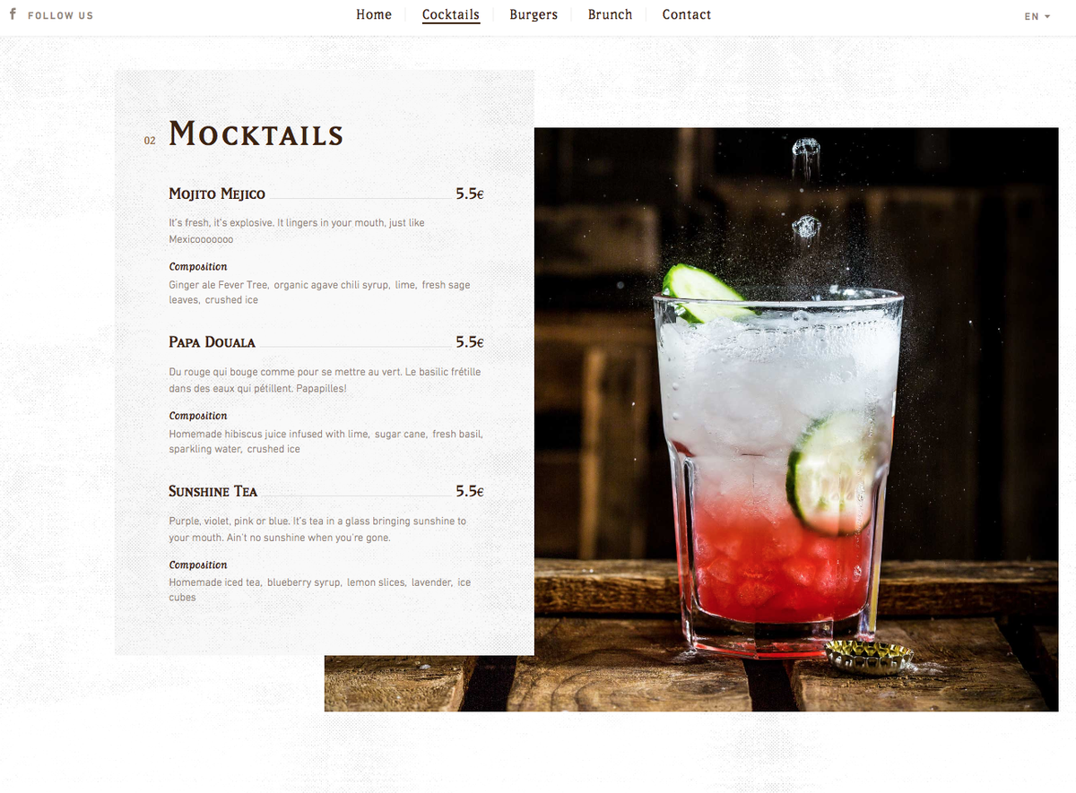 WebdevPete's tweet image. Slick food &amp;amp; drink site. Superbly simple. Makes me hungry and thirsty! lamourfou.be #css #SOTD #webdesign