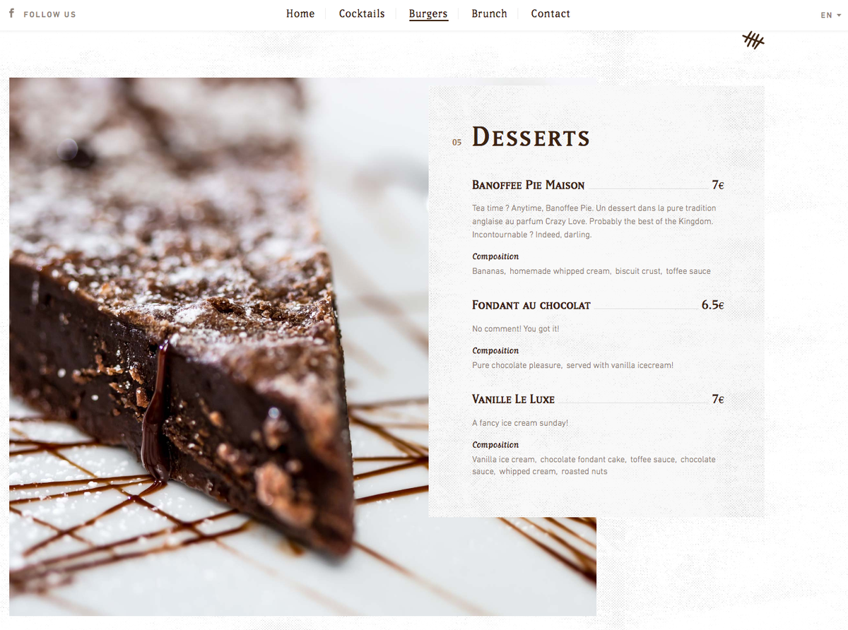 WebdevPete's tweet image. Slick food &amp;amp; drink site. Superbly simple. Makes me hungry and thirsty! lamourfou.be #css #SOTD #webdesign